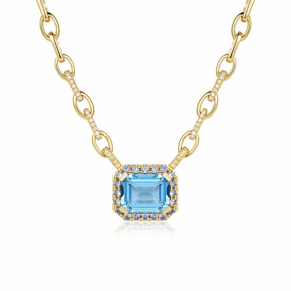 "Aqua Earth Conservation Champion" Aquamarine and Sapphire Necklace Everyday Chic