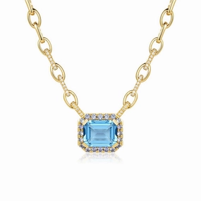 "Aqua Earth Conservation Champion" Aquamarine and Sapphire Necklace Everyday Chic