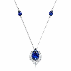 Custom Piece "ENDLESS BLUE" 5.41 Ctw. Pear Shaped Sapphire Necklace