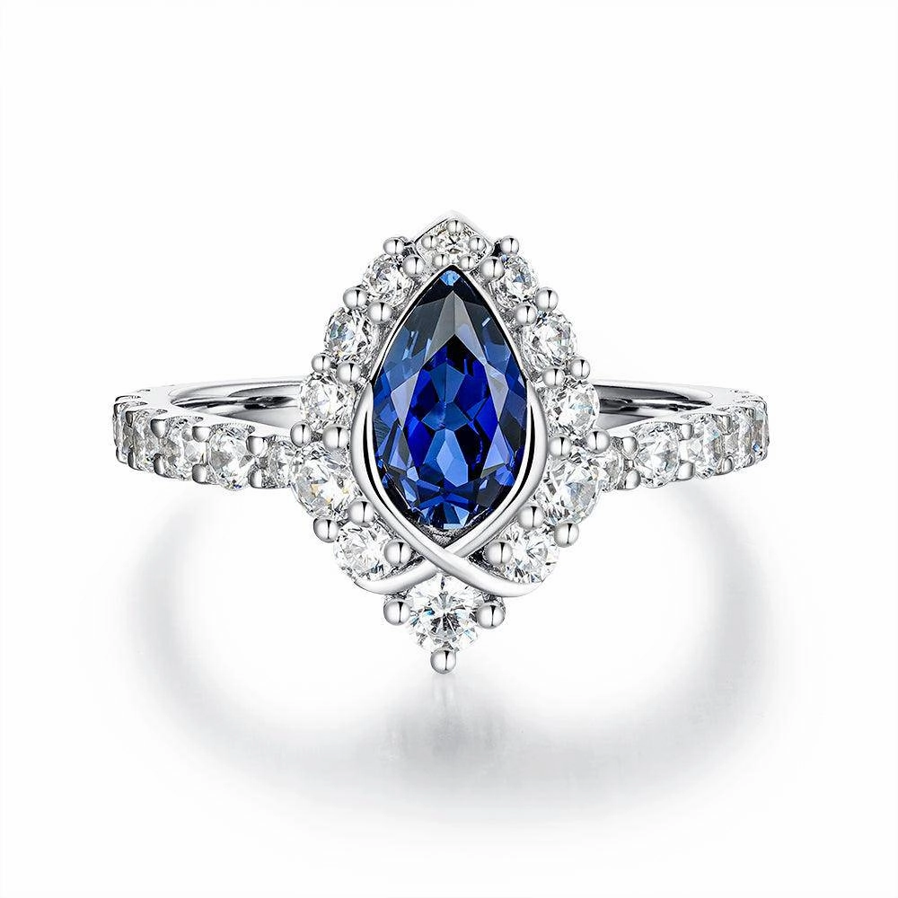 Polished Details "ENDLESS BLUE" Pear Shaped Sapphire Ring