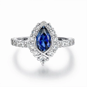 "ENDLESS BLUE" Pear Shaped Sapphire Ring Shine And Style
