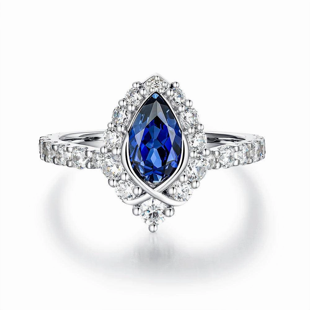 "ENDLESS BLUE" Pear Shaped Sapphire Ring Shine And Style