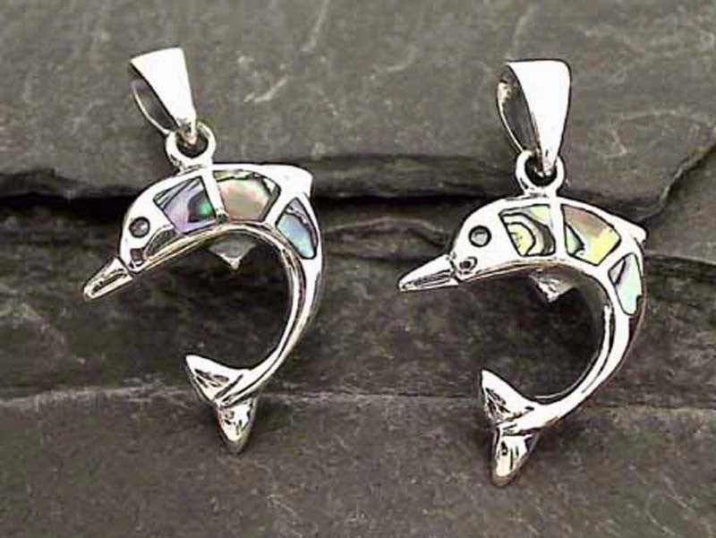 Abalone, Sterling Silver Dolphin Pendant Star Detail