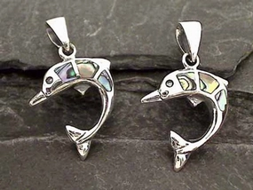 Abalone, Sterling Silver Dolphin Pendant Star Detail
