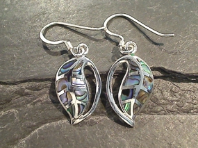 Elegant Shine Finish Radiant Edge Abalone, Sterling Silver Earrings