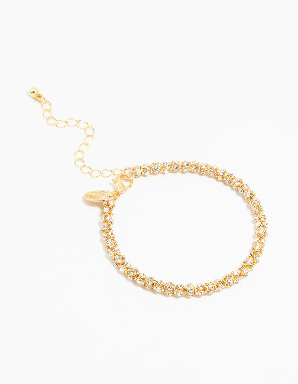 Gold Plated Diamante Fireball Bracelet Chain Bracelet Suitable Charge