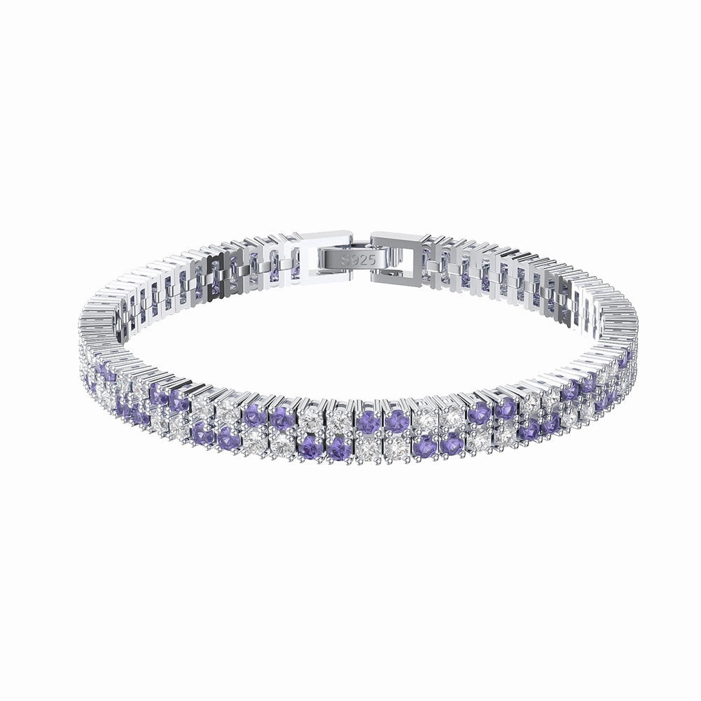 Sterling Silver Double Row CZ Bracelet With Fold Over Clasp Allure Form