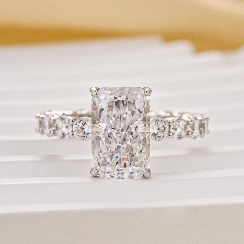 Classic 4.0Ct Radiant Cut Engagement Ring Promise Ring For Her Elegant Fashion High-End Symbol