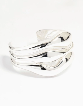 Silver Wave Triple Row Wrist Cuff Unrestricted Amalgamations