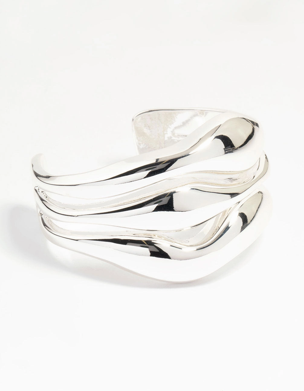 Silver Wave Triple Row Wrist Cuff Unrestricted Amalgamations