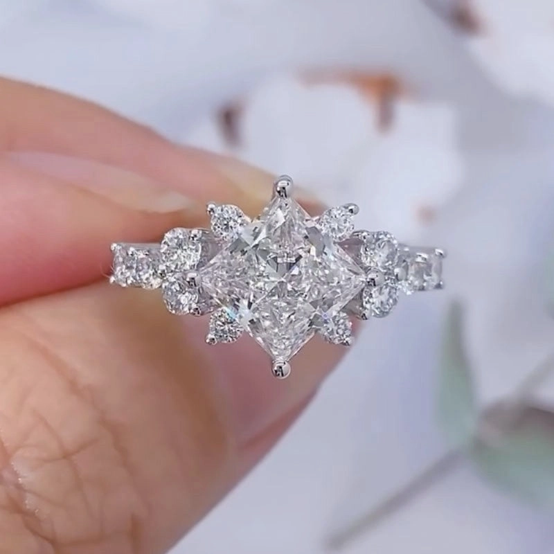 Any Style Custom Keepsake Vintage 2.0Ct Princess Cut Engagement Ring Travel Ring In Sterling Silver