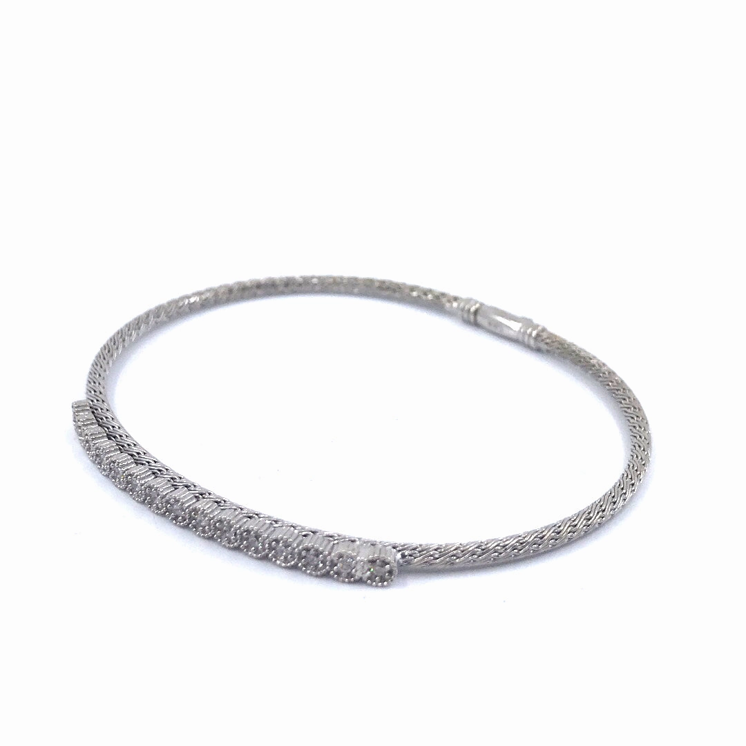 Sterling Silver Bangle Bracelet Textured Finish Minimal Finish