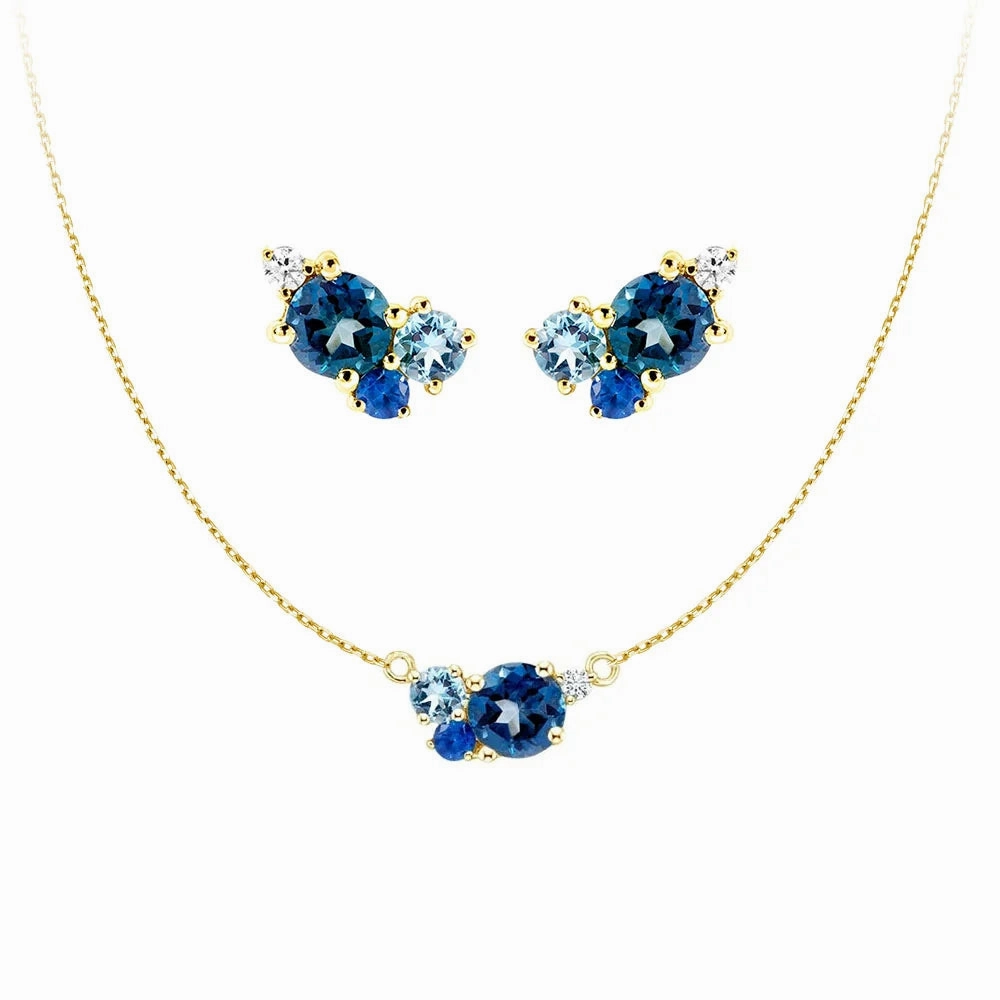 Cool feature Lightweight Accent Ocean Breeze Cluster Necklace And Earrings Set
