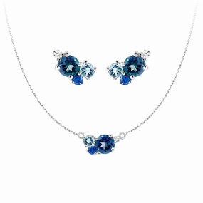 Ocean Breeze Cluster Necklace And Earrings Set Anniversary Present