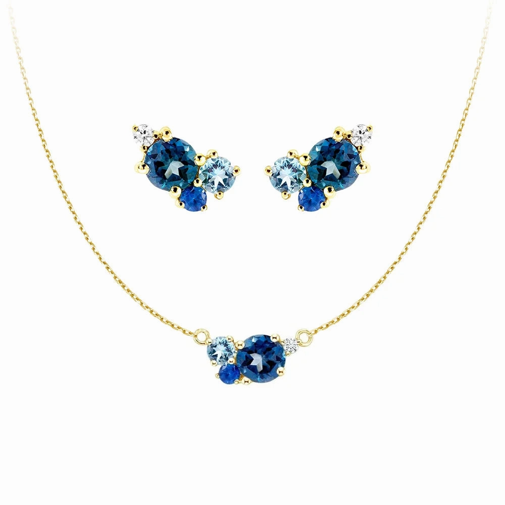 Ocean Breeze Cluster Necklace And Earrings Set Timeless Duo