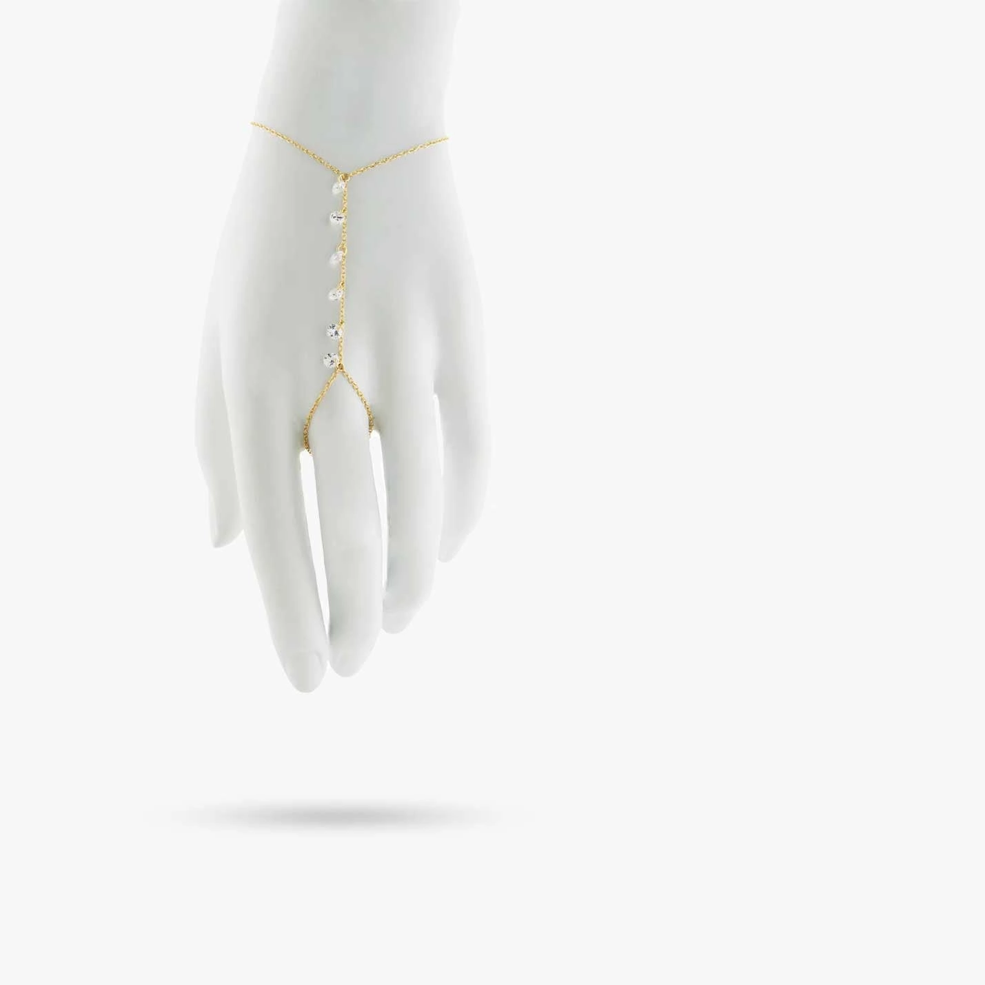 Amare Wear Delicate Hand Chain Bracelet with Crystal Drop Hand Adornment