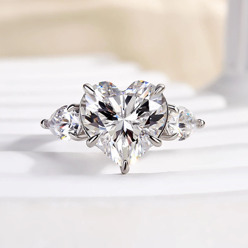 Generational Piece Louily Royal Romantic White Stone Heart Cut Engagement Ring