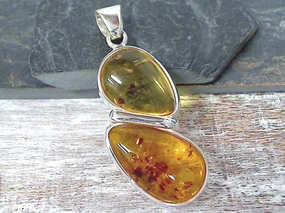 Graceful Accent Refined Style Amber, Sterling Silver Pendant