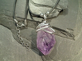 Glamorous touch Amethyst Large Crystal Point Necklace - Silver Plated