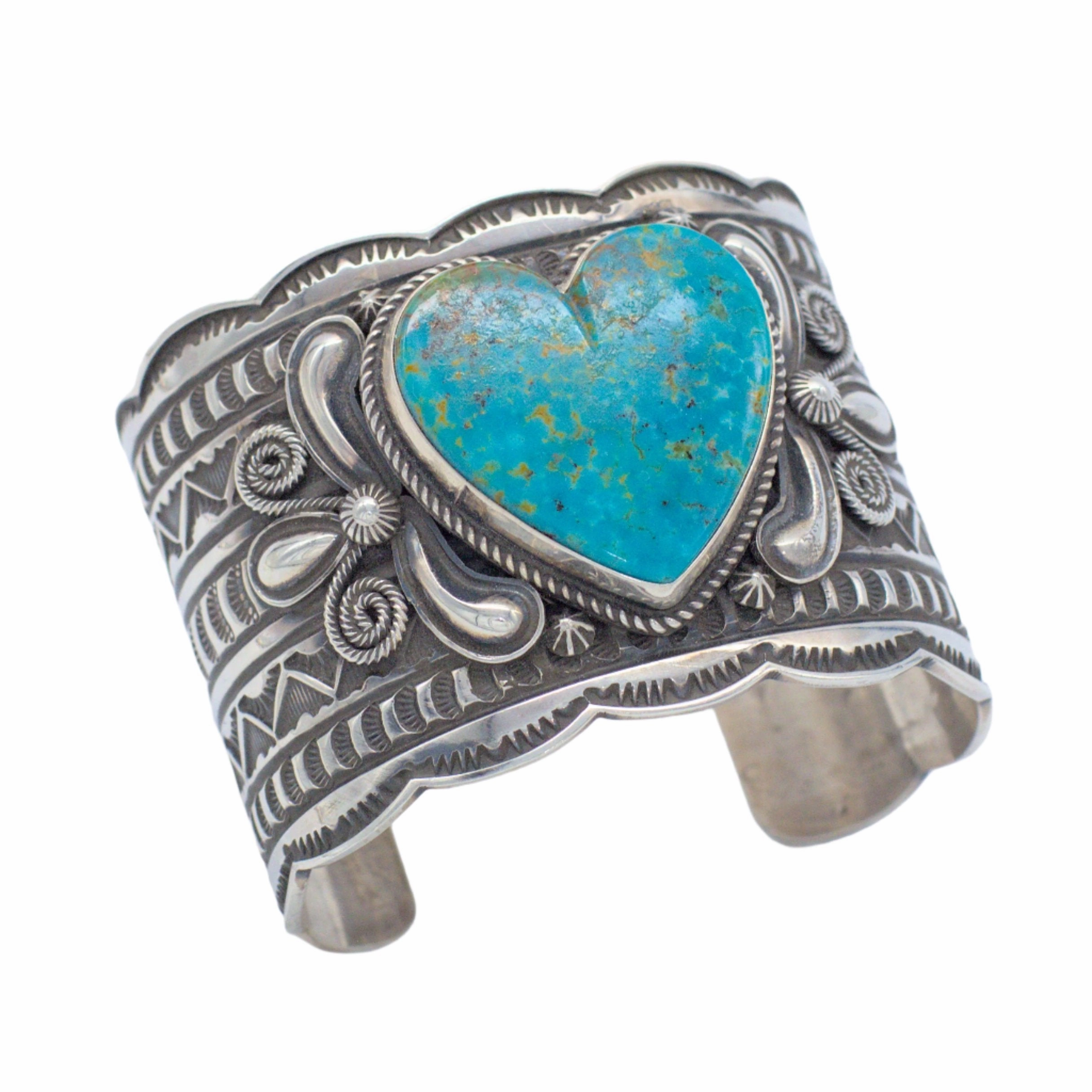 Polished Layer Andy Cadman Handmade Navajo Sterling Silver Turquoise Bracelet