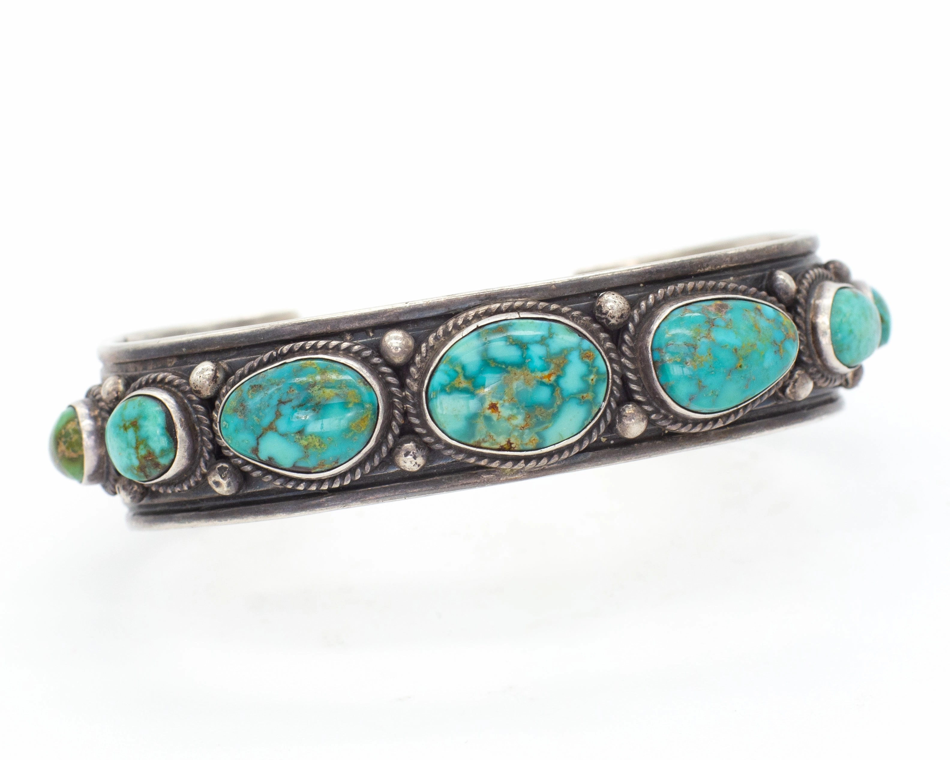 Andy Cadman Navajo Handmade Sterling Silver Turquoise Cuff Bracelet Radiant Form