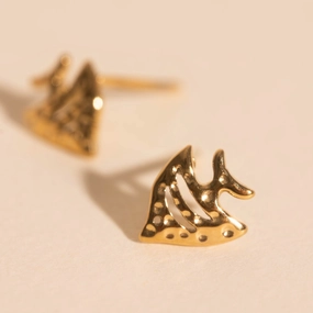 Delicate Feature Shining Craft Angel Fish Stud Earrings