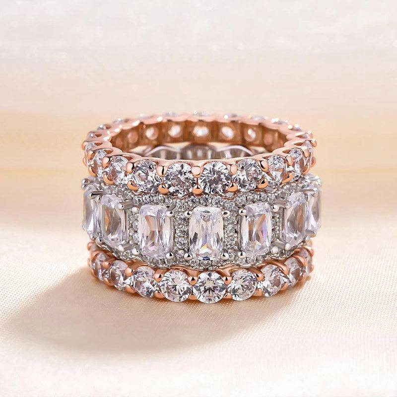 Fine Craftsmanship Louily Stunning Cushion Cut 3PC Wedding Band Set For Women In Sterling Silver