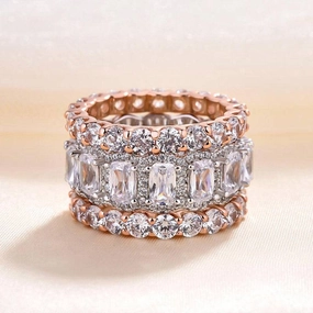 Louily Stunning Cushion Cut 3PC Wedding Band Set For Women In Sterling Silver Everlasting Beauty Affordable Luxury