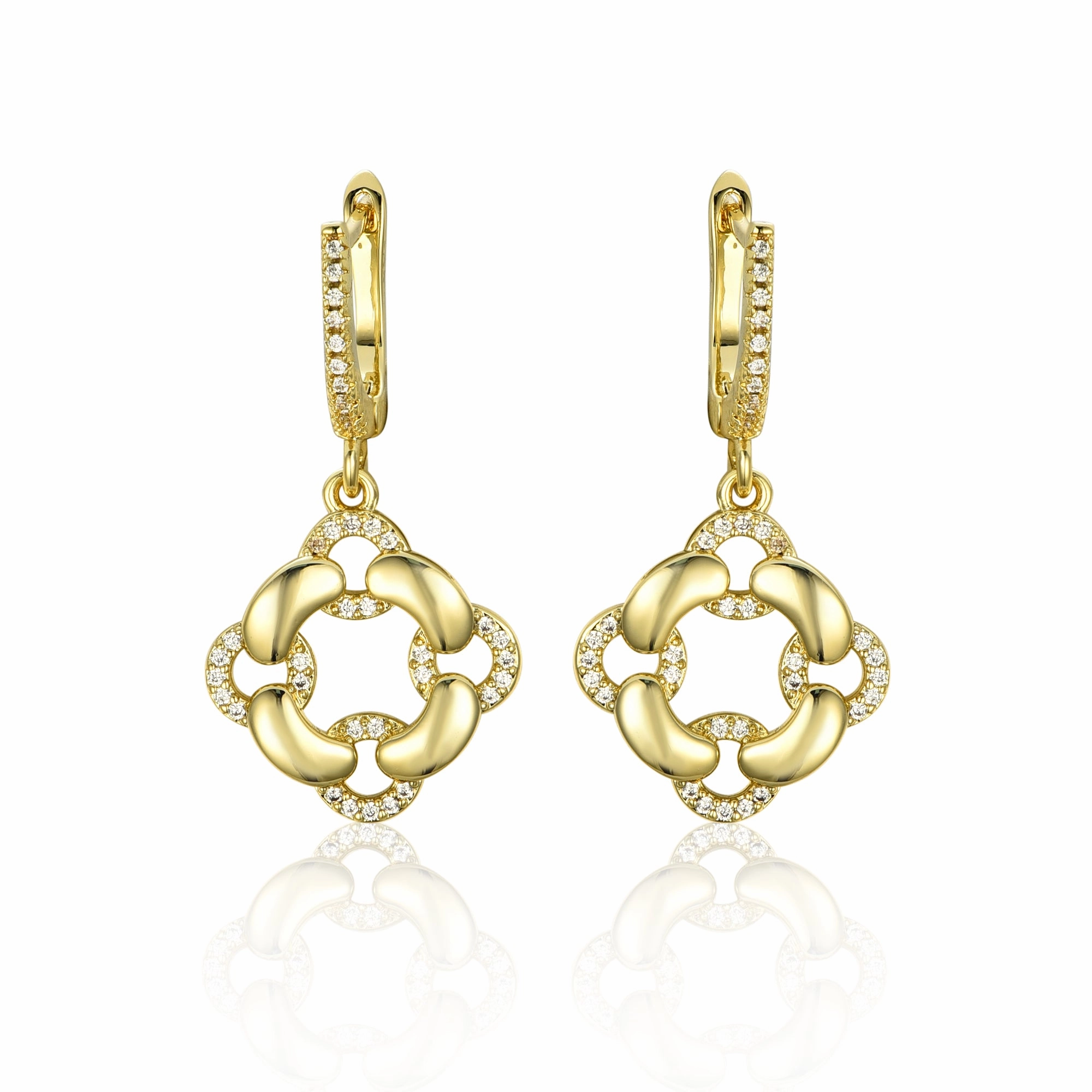 Radiant Accessories Sterling Silver Interlocking Circles With CZ Earrings