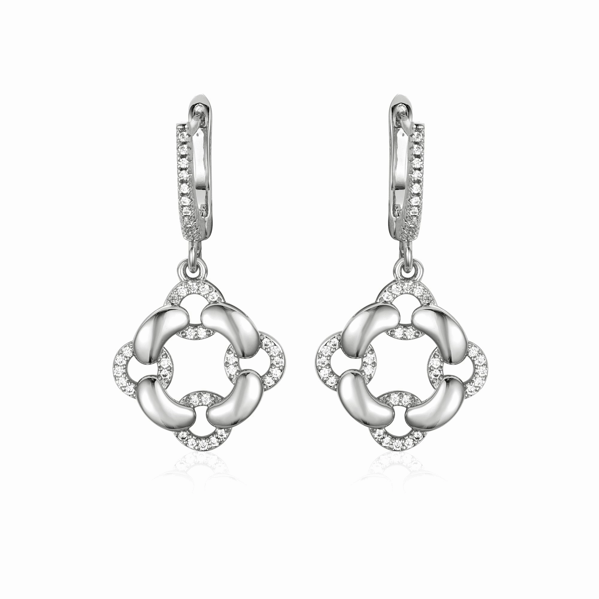 Opulent Accent Heirloom Feel Sterling Silver Interlocking Circles With CZ Earrings