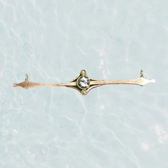 Color Match Bold Fashion Antique Aquamarine Bar Pendant in 10K Yellow Gold. March Birthstone. Upcycled or Repurposed Jewelry.