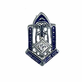 Precious Appeal Crisp Shine Antique Diamond and Enamel Pendant in a 14k White Gold Art Deco Setting. April Birthstone.