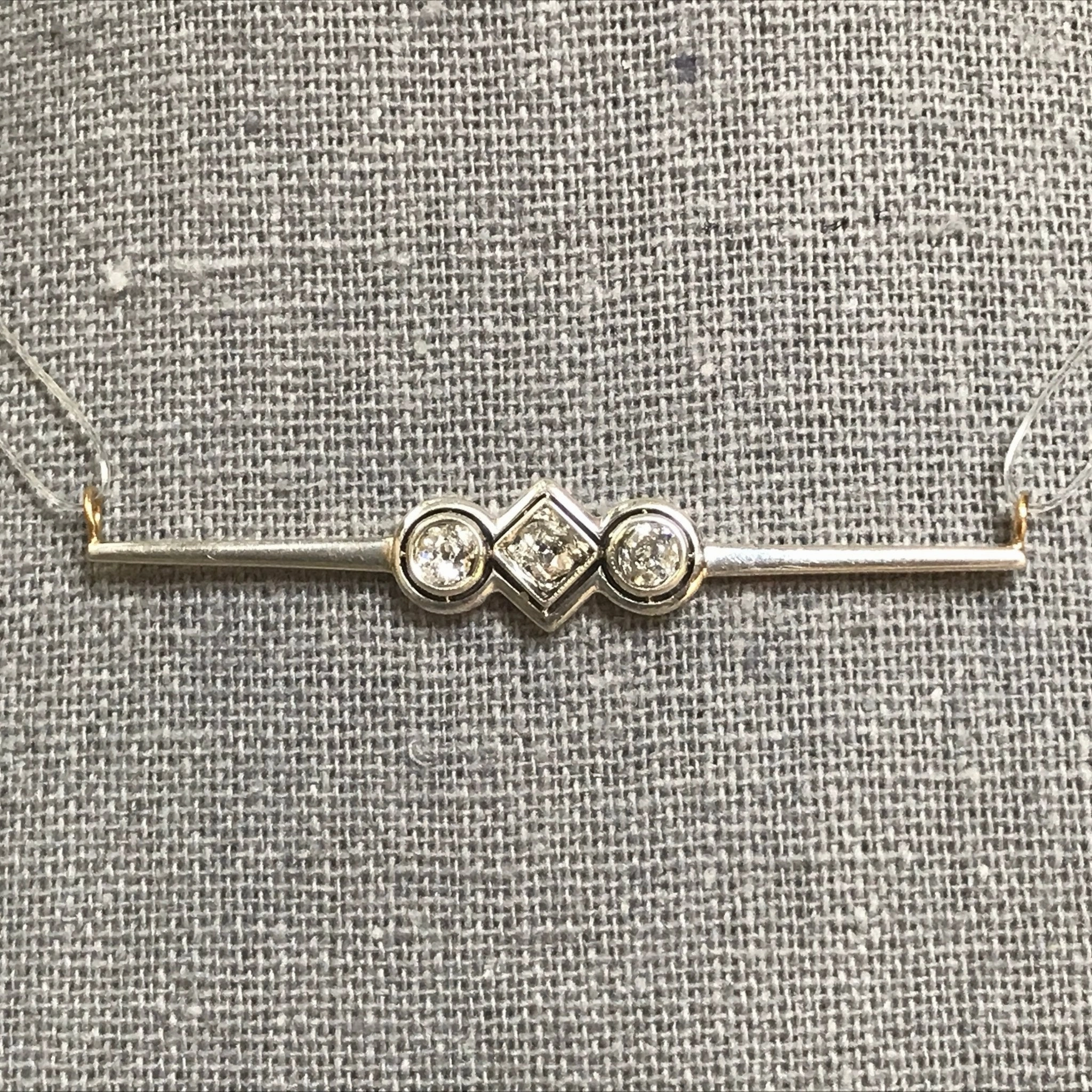 Antique Diamond Bar Pendant. 14K Gold. April Birthstone. 10th Anniversary Gift. Upcycled Jewelry. Subtle Vibe Timeless Gift