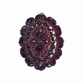 Seasonal Favorite Antique Garnet Brooch or Pendant in 9K Rose Gold. Perfect Wedding Day Jewelry. January Birthstone.
