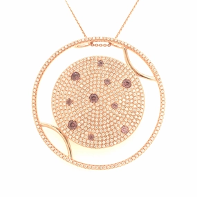 Sterling Silver Rose-Plated Large Round CZ Pendant Necklace Lustrous Feature