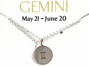 16" - 18" Sterling Silver Gemini Zodiac Necklace Fresh Style