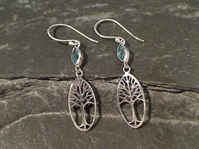 High Fashion Blue Topaz, Sterling Silver Earrings