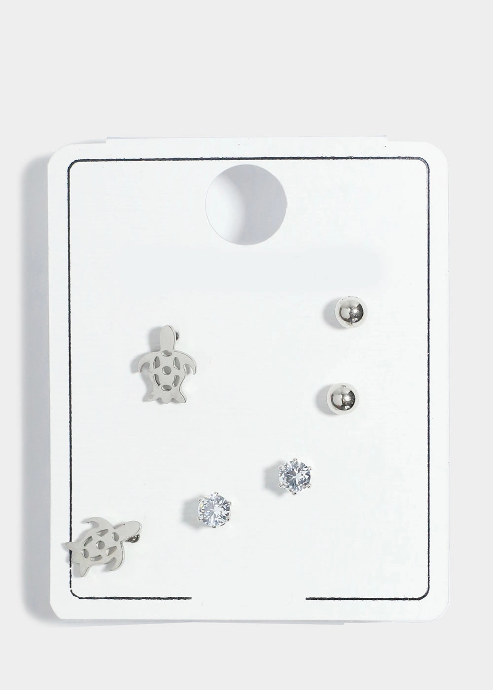 Evening Look 3-Pair Turtle & Gemstone Earrings Set