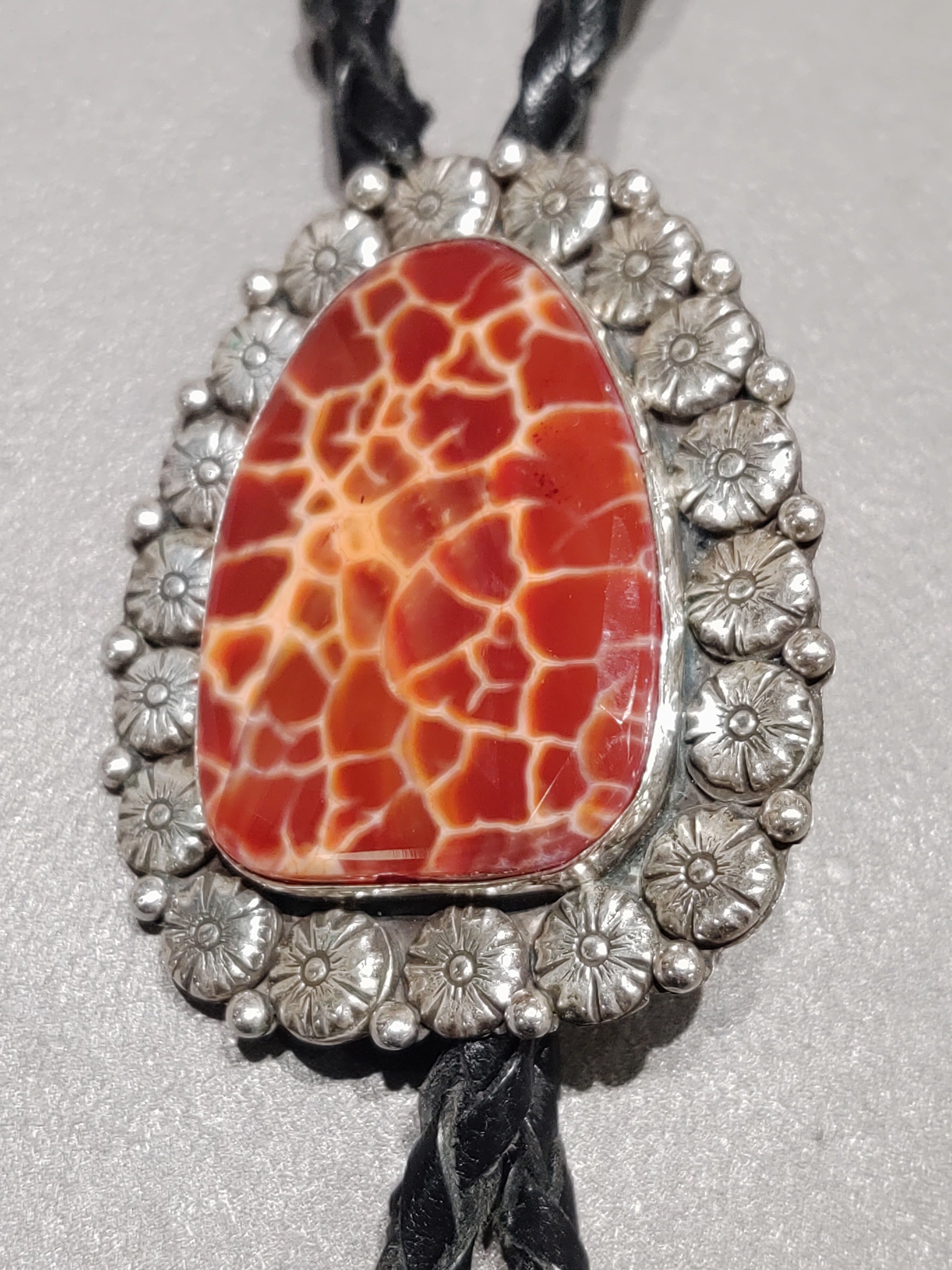 Ronnie Willie Navajo Sterling Silver Honeycomb Agate Bolo - Handmade Native American Subtle Vibe