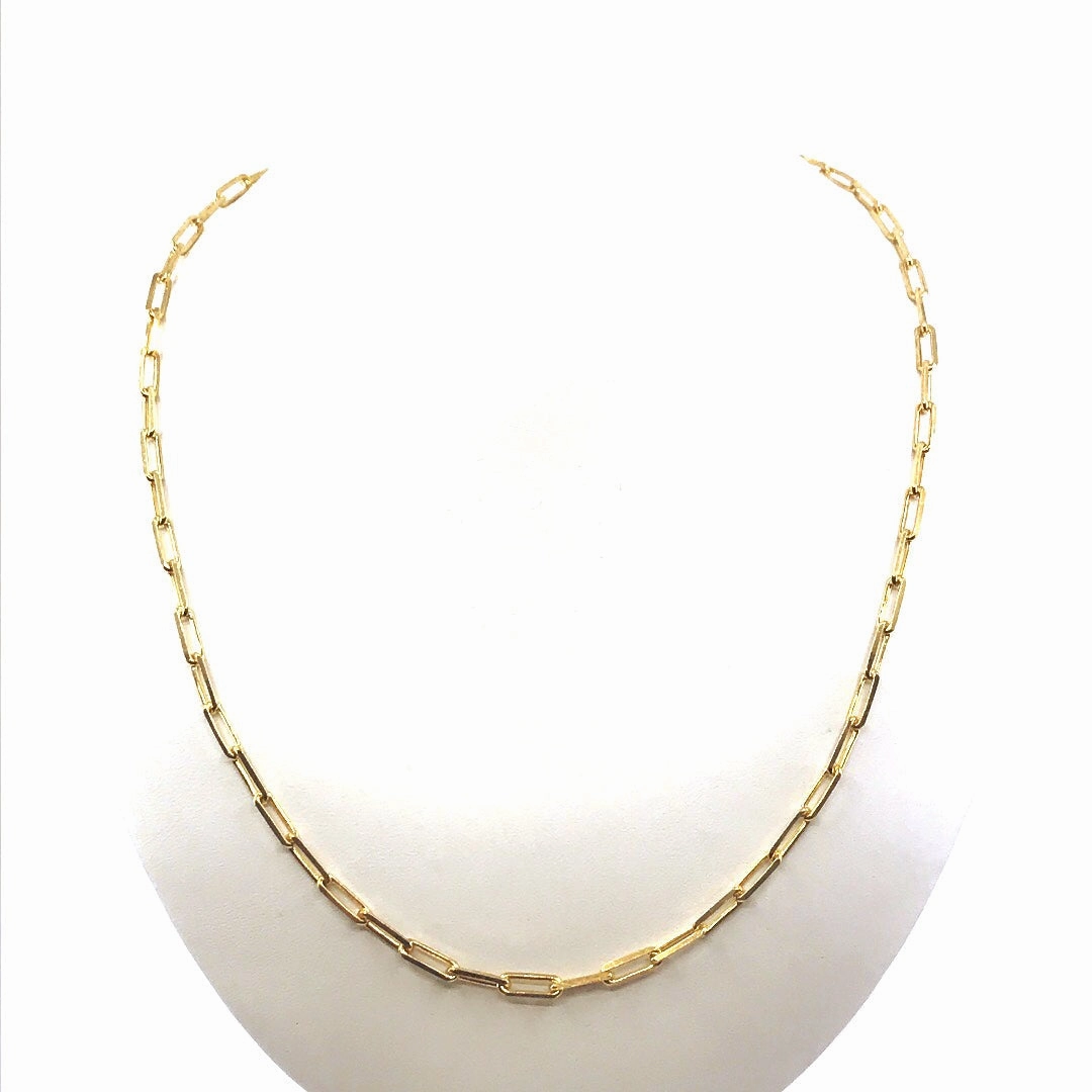 Gold Plated Sterling Silver Paperclip Chain Necklace Finest Highlight Layered Detail