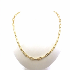 Gold Plated Sterling Silver Paperclip Chain Necklace Gleaming Touch Formal Gift