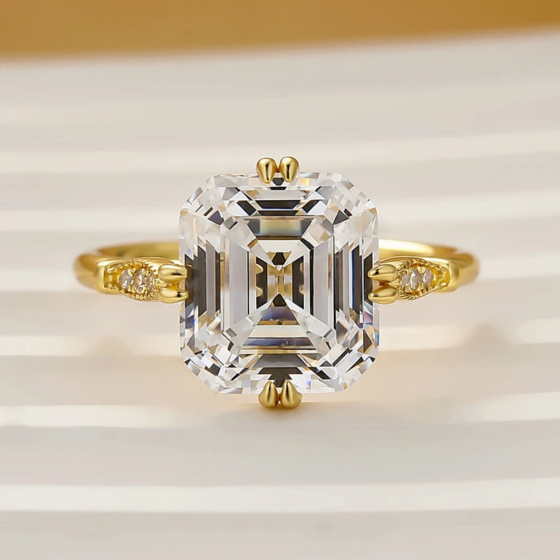 Louily Vintage Asscher Cut Women's Engagement Ring In Sterling Silver Modern Application