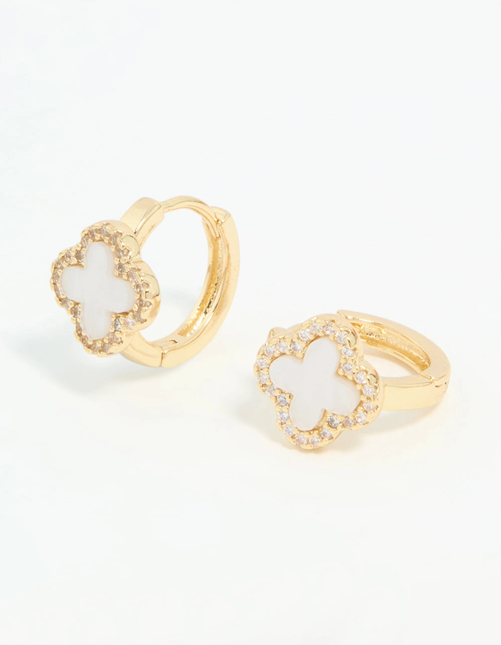 Gold Plated Diamante Mini Flower Huggie Earrings Daily Essentials Chic Form