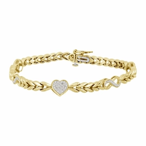 Dazzling Charm Outdoor Event LADIES BRACELET 0.20CT ROUND DIAMOND YELLOW GOLD/STERLING SILVER