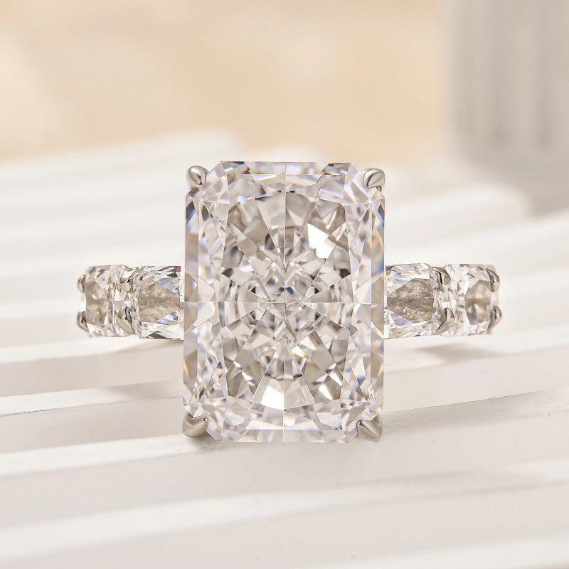 Louily Luxury Radiant Cut Engagement Ring For Women In Sterling Silver Everyday Glam