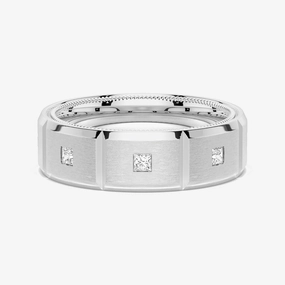 8mm Two Tone Matte Finish Princess Cut Moissanite Men's Band Soft Edge Fine Item