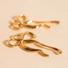 Ribbon Bow Huggie Hoop Charms Everyday Edge Layer Friendly