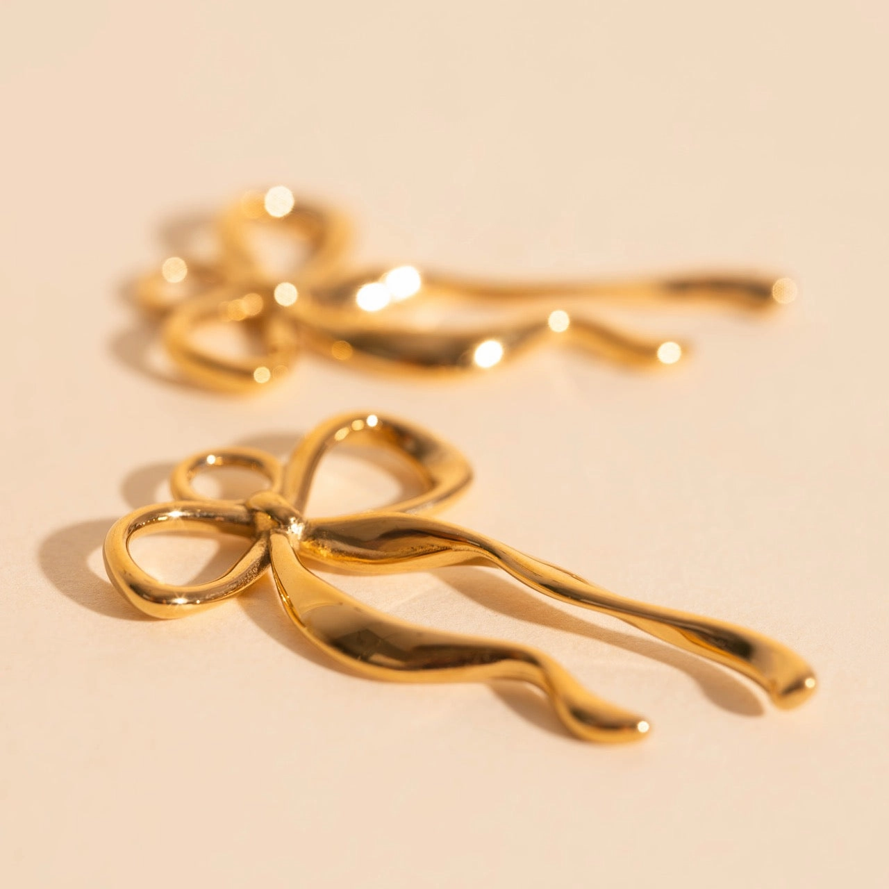 Ribbon Bow Huggie Hoop Charms Everyday Edge Layer Friendly