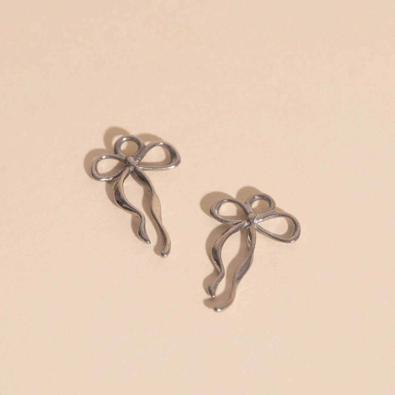 Evening Outfit All Day Wear Ribbon Bow Huggie Hoop Charms