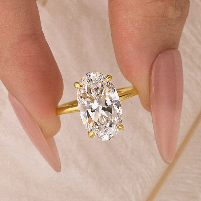 Smooth Touch 5.0Ct Oval Cut Hidden Halo Engagement Ring Travel Ring In Sterling Silver